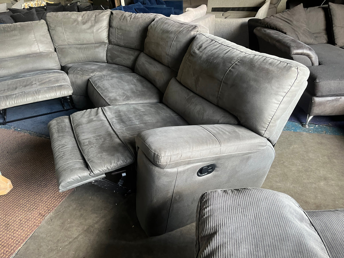 Grey corner manual recliner sofa