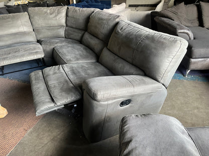 Grey corner manual recliner sofa