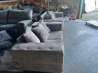 Grey Fabric 3+2 Sofa Suite
