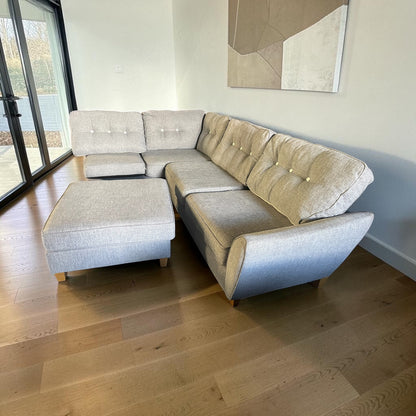 Grey corner sofa with matching footstool