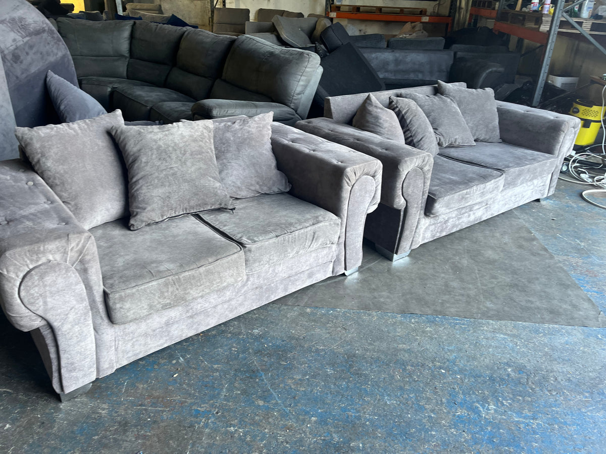 Grey Fabric 3+2 Sofa Suite