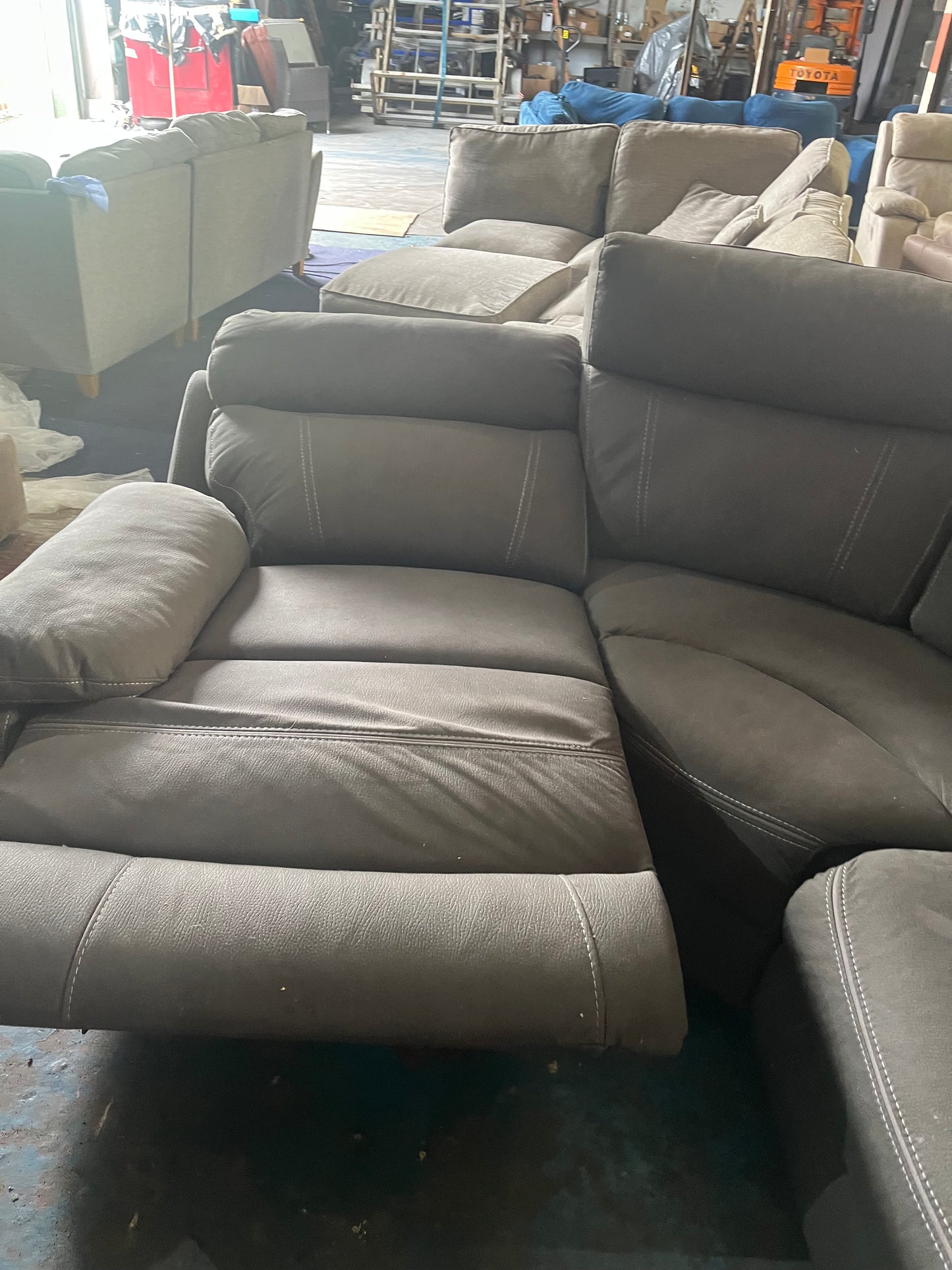 Grey electric corner recliner sofa