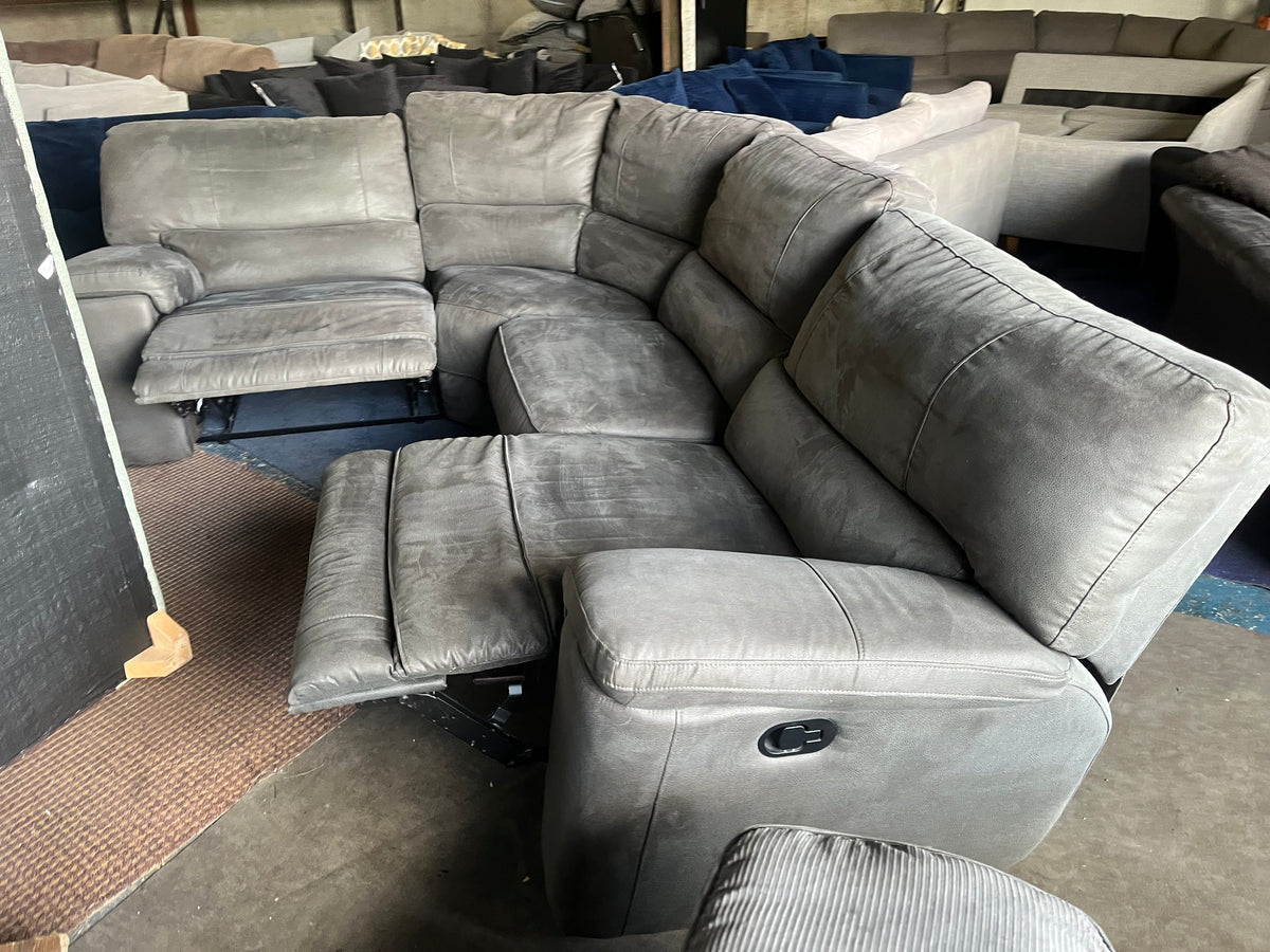 Grey corner manual recliner sofa