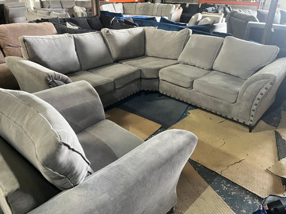 Grey corner sofa with matching armchair
