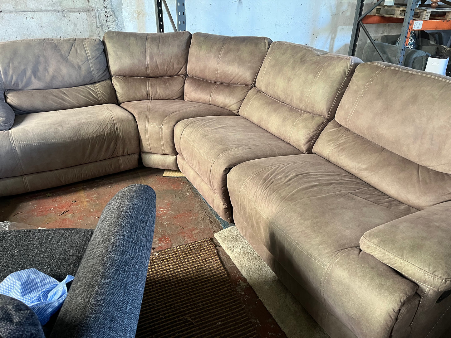 Beige corner manual recliner + 2 seater