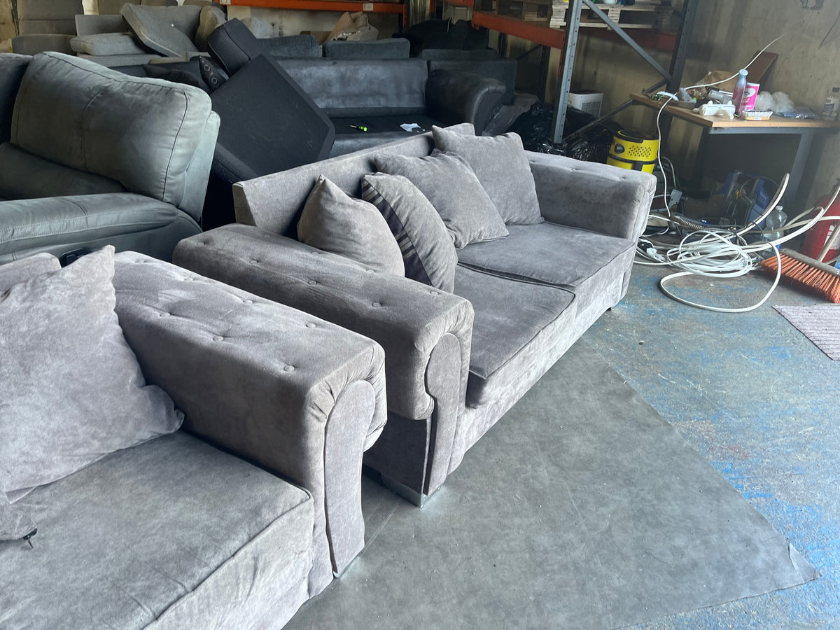 Grey Fabric 3+2 Sofa Suite