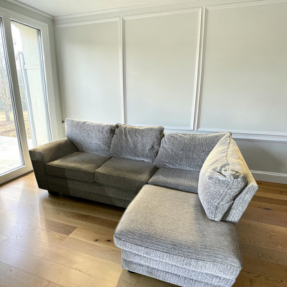Grey corduroy corner sofa
