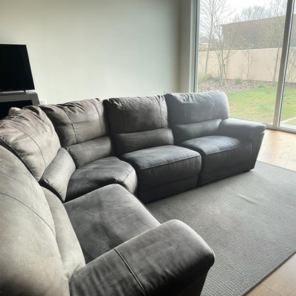 Grey corner manual recliner sofa
