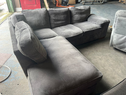 Grey corduroy corner sofa set