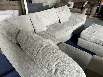 Grey corner sofa with matching footstool