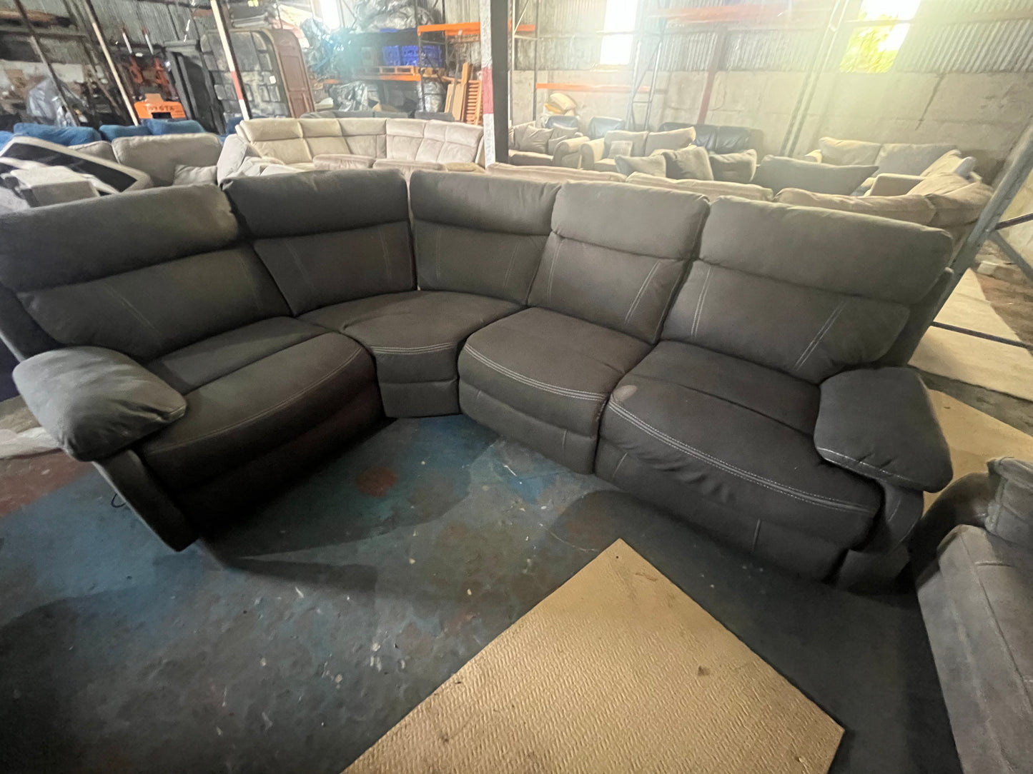 Grey electric corner recliner sofa