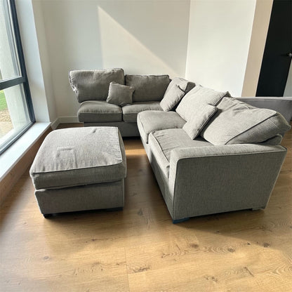 Grey corner sofa with matching footstool