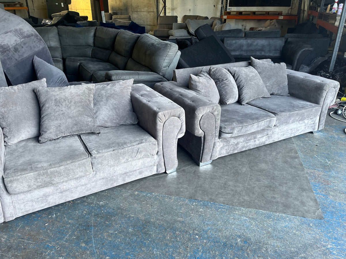 Grey Fabric 3+2 Sofa Suite