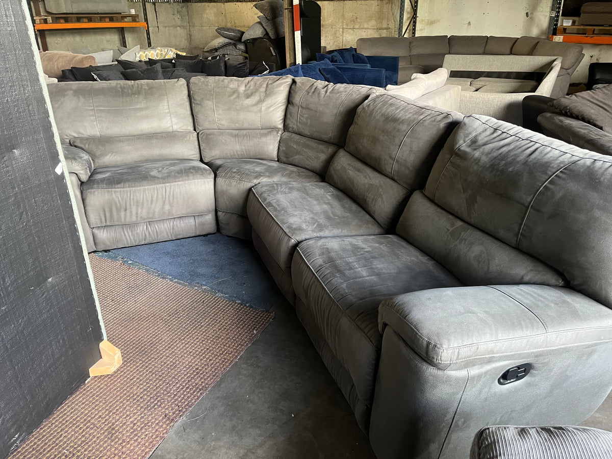 Grey corner manual recliner sofa