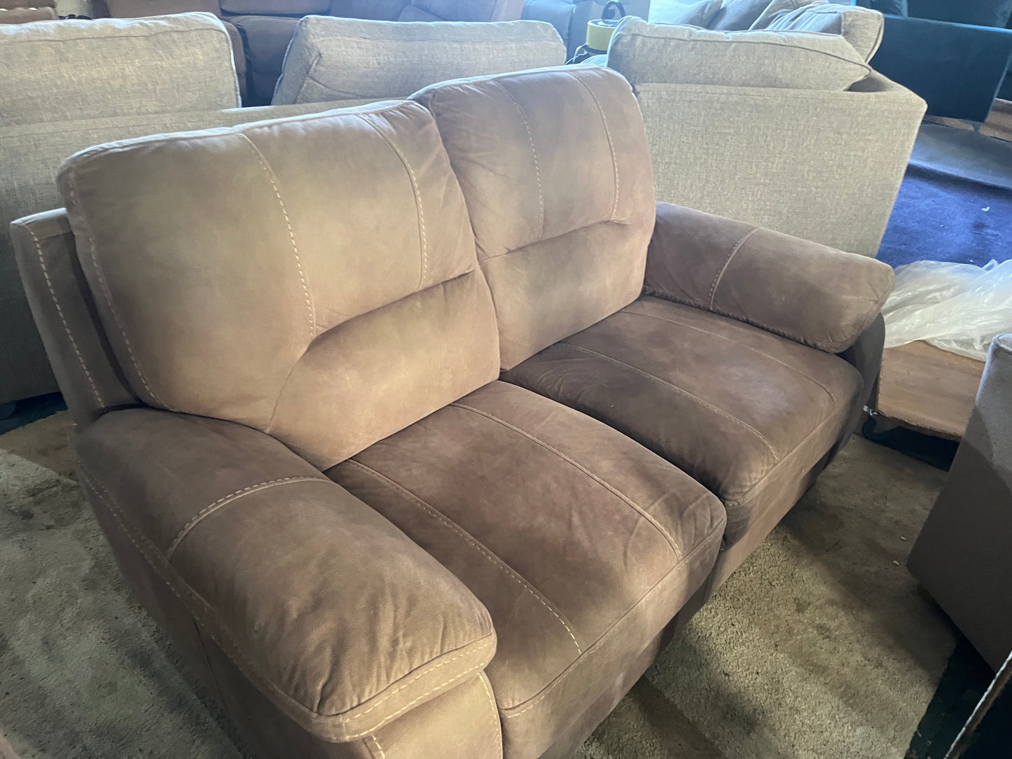 Beige corner manual recliner + 2 seater
