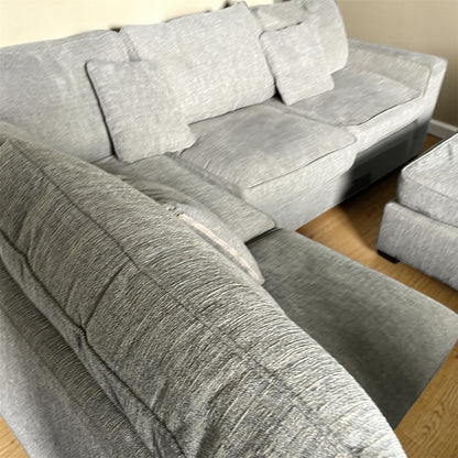 Grey corner sofa with matching footstool