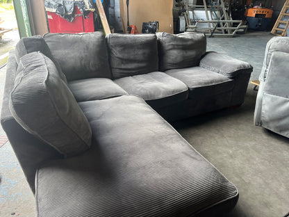 Grey corduroy corner sofa set