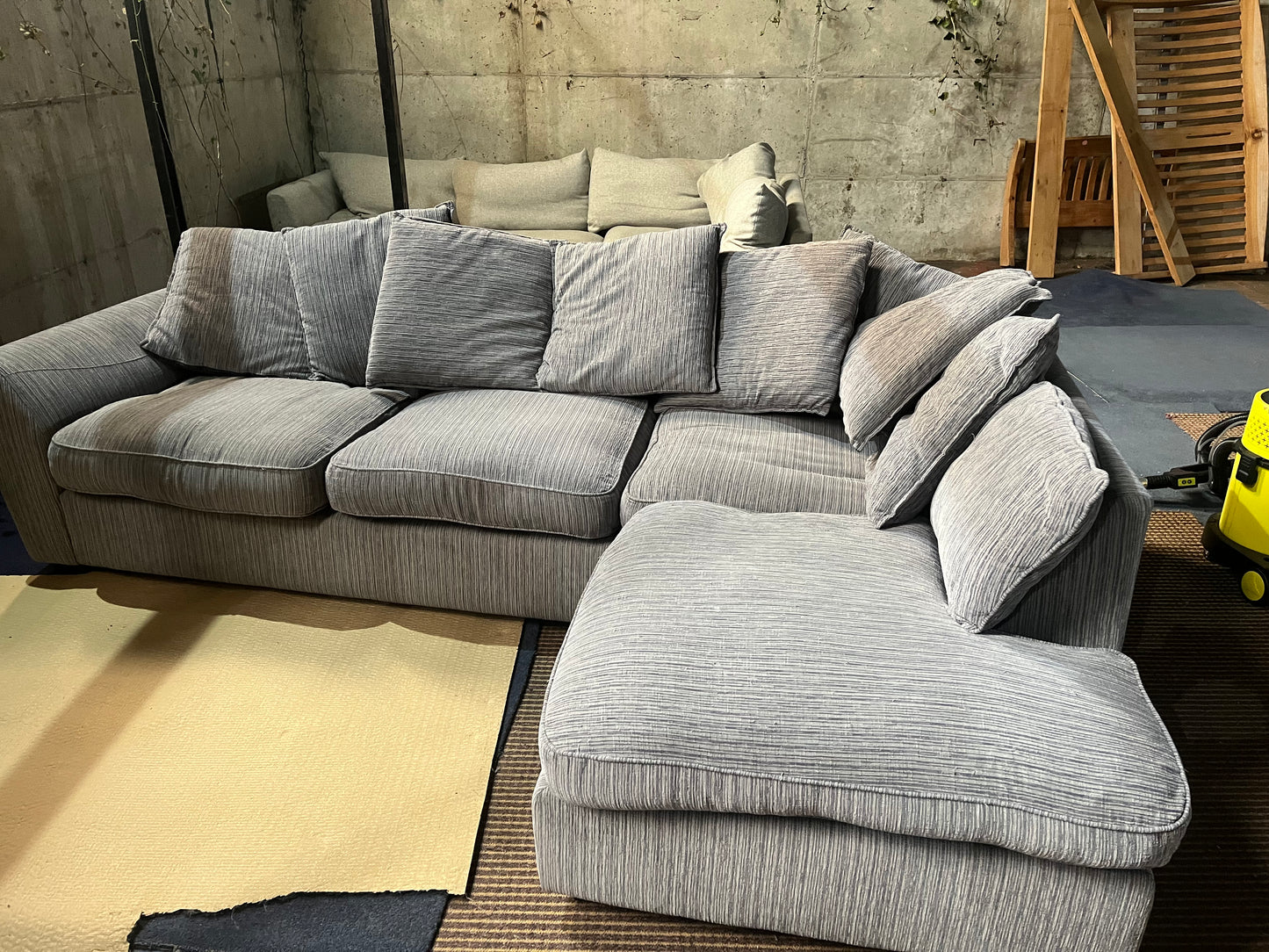 Grey corduroy corner sofa