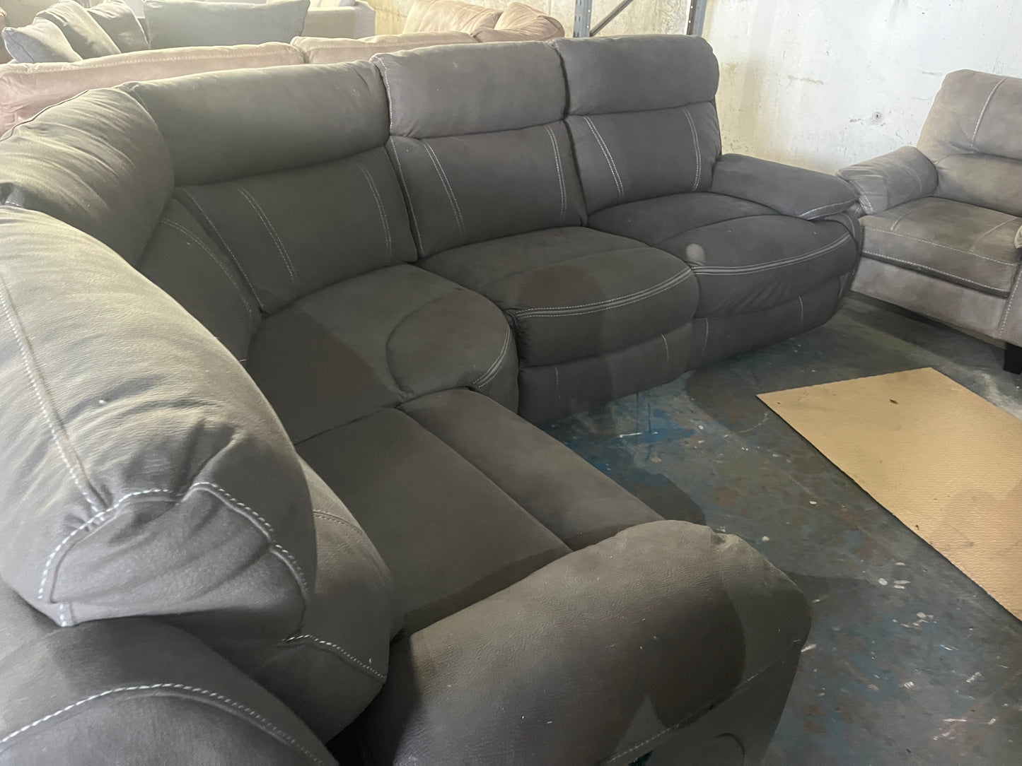 Grey electric corner recliner sofa