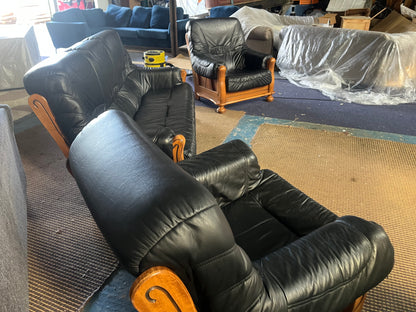 Dark grey leather sofa set 3+1+1