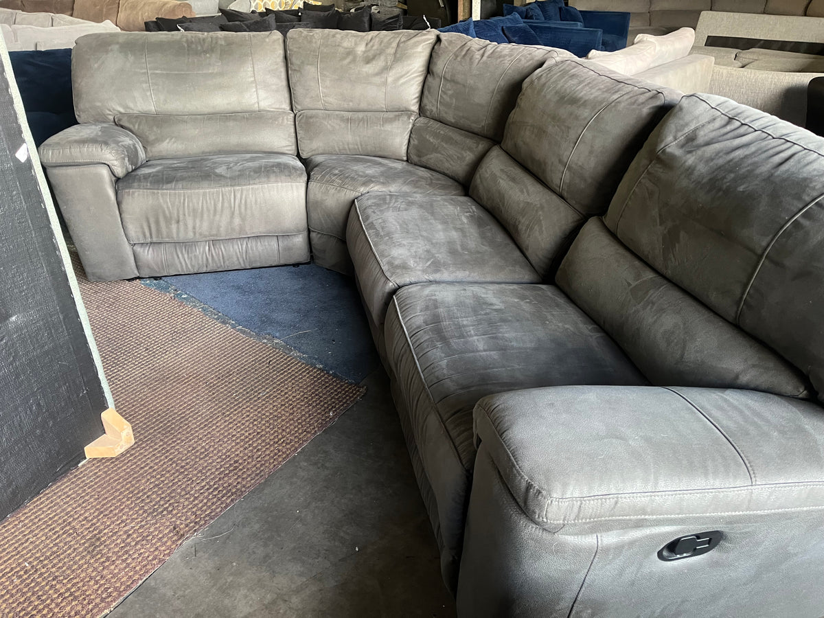 Grey corner manual recliner sofa