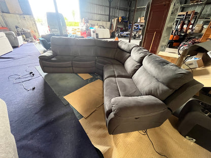 Grey electric corner recliner sofa