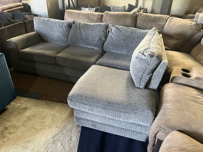 Grey corduroy corner sofa