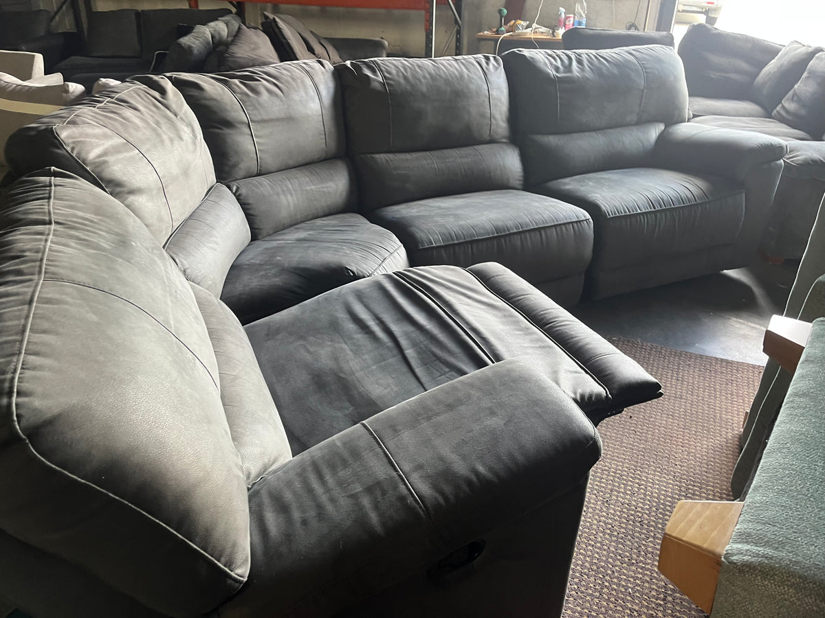 Grey corner manual recliner sofa
