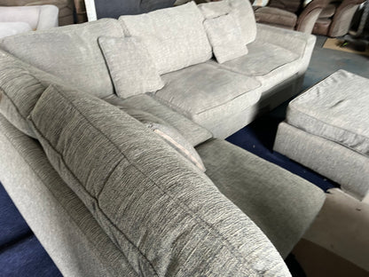 Grey corner sofa with matching footstool