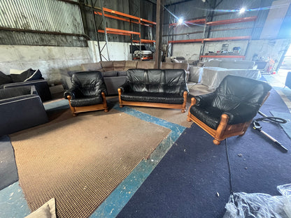 Dark grey leather sofa set 3+1+1