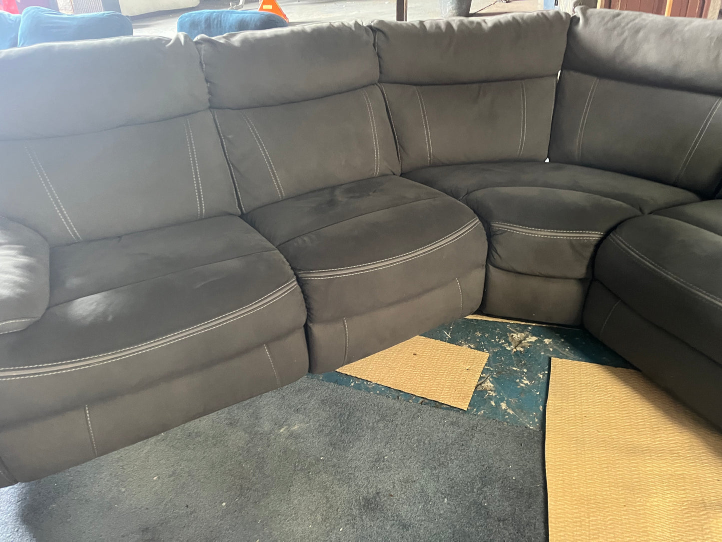 Grey electric corner recliner sofa