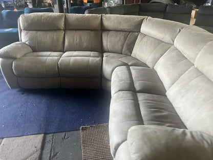 Large grey manual recliner corner sofa