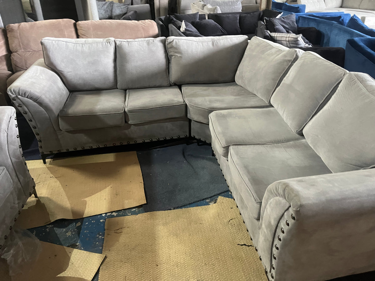 Grey corner sofa with matching armchair