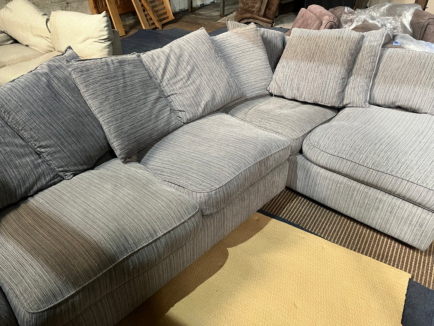 Grey corduroy corner sofa