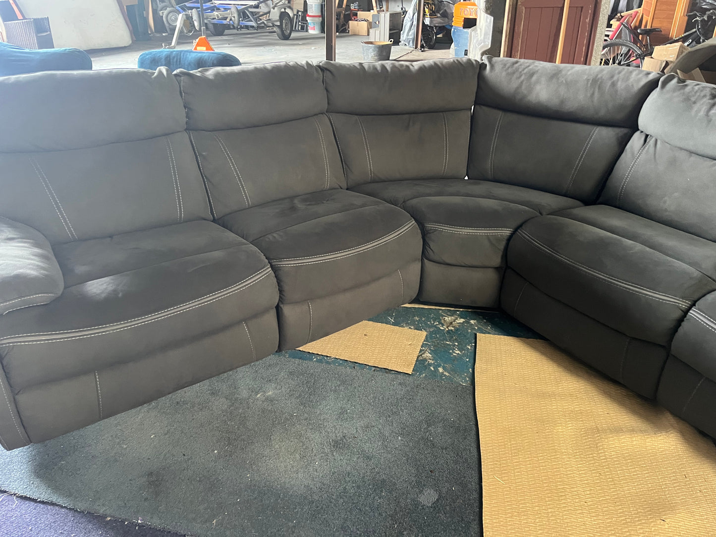 Grey electric corner recliner sofa