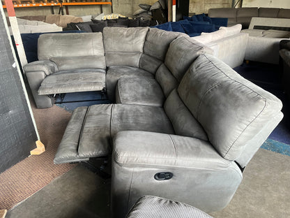 Grey corner manual recliner sofa