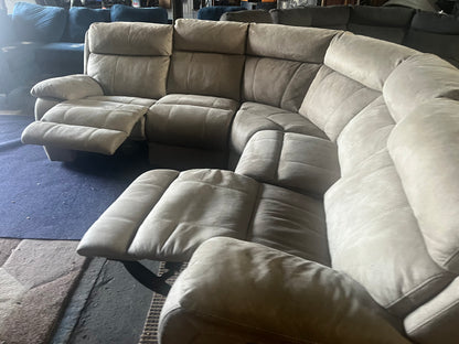 Large grey manual recliner corner sofa