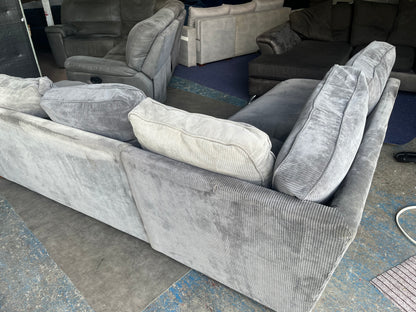 Grey corduroy corner sofa set