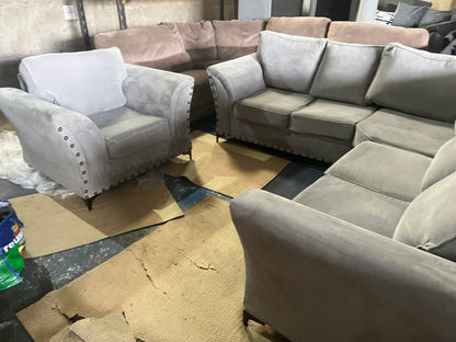 Grey corner sofa with matching armchair