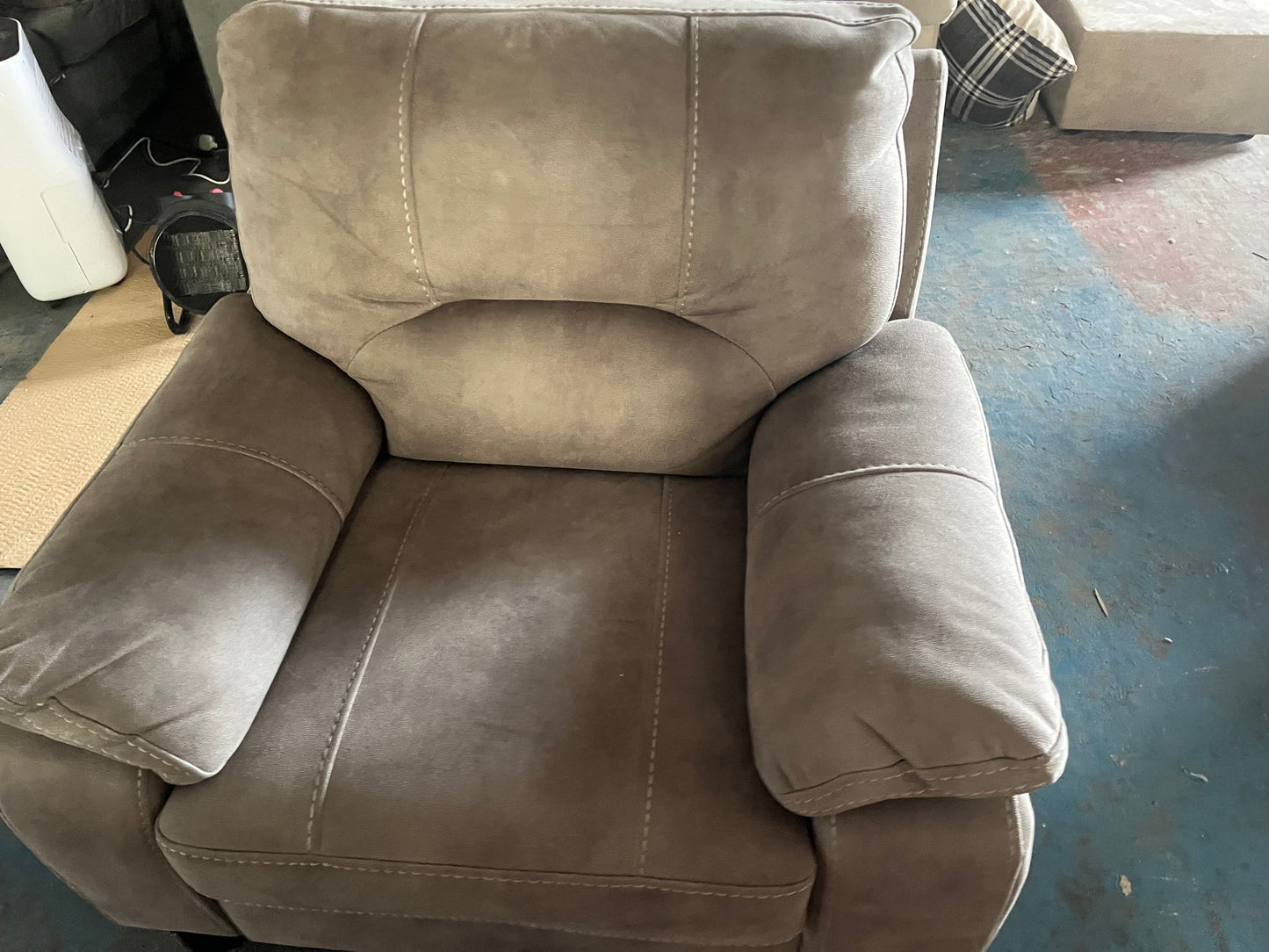 2 matching grey armchairs