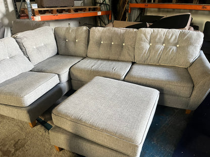 Grey corner sofa with matching footstool