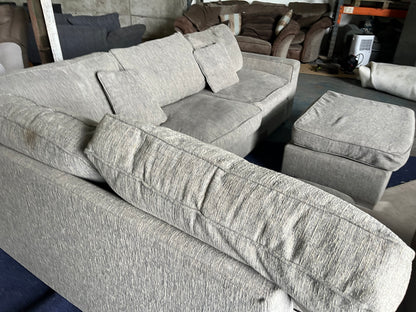 Grey corner sofa with matching footstool