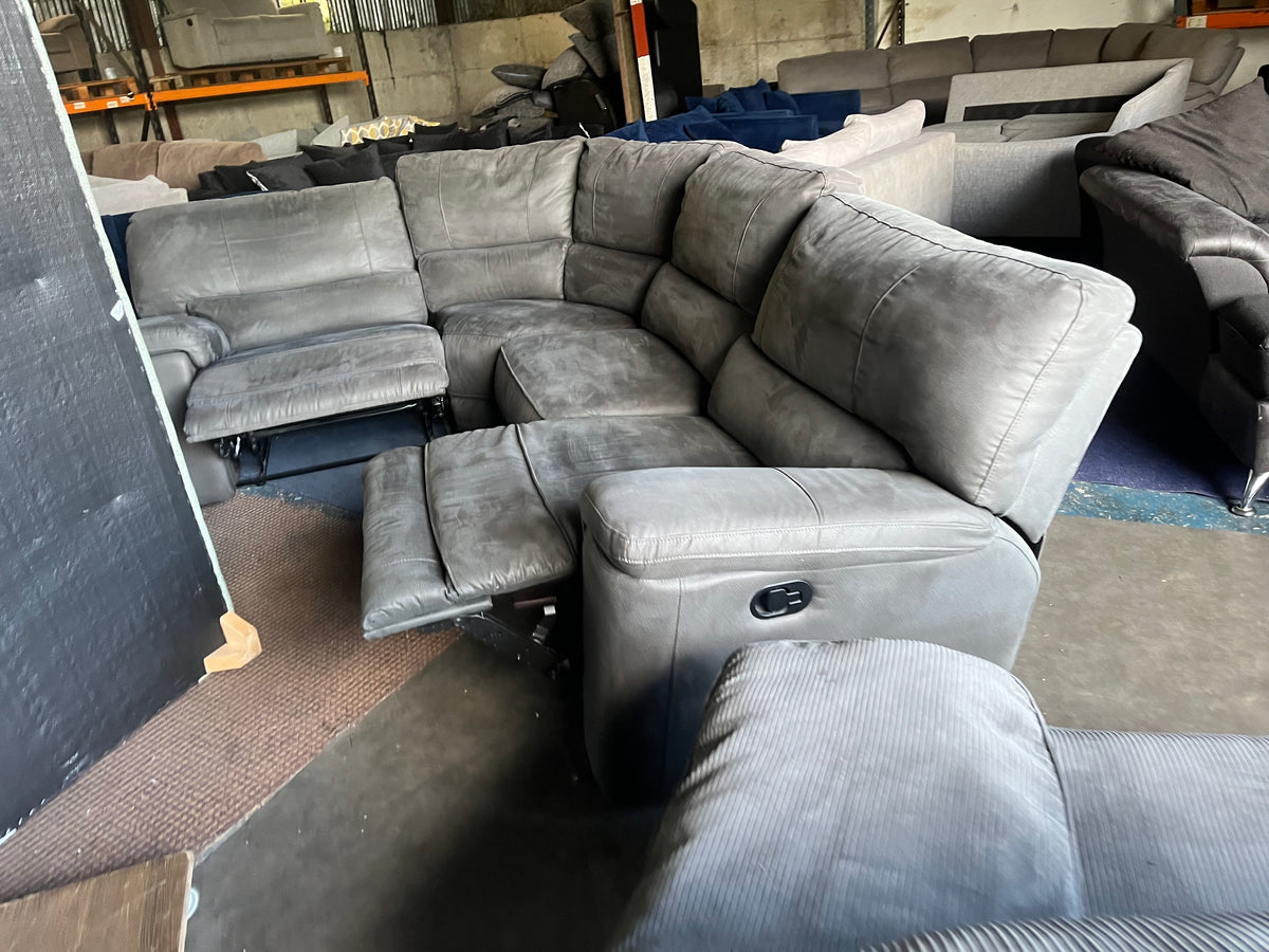 Grey corner manual recliner sofa