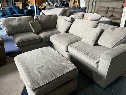Grey corner sofa with matching footstool