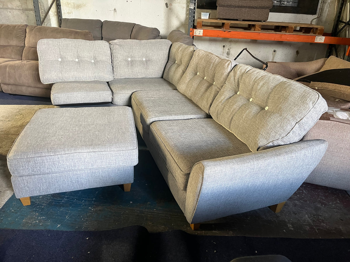 Grey corner sofa with matching footstool