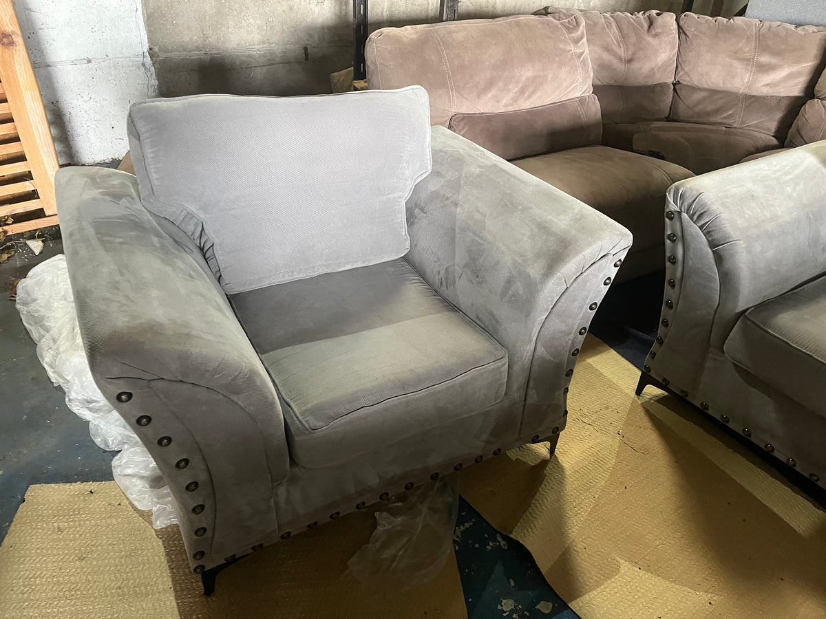Grey corner sofa with matching armchair