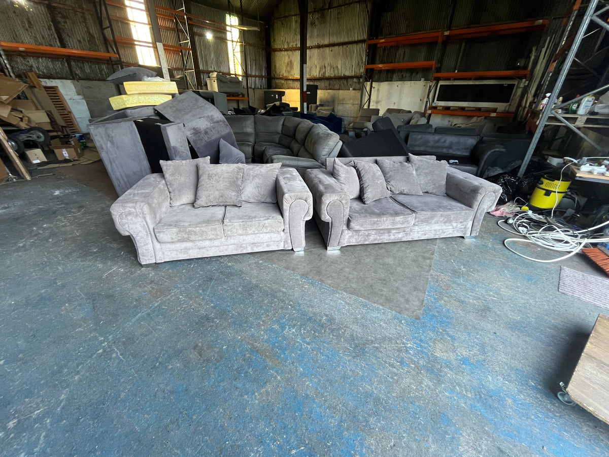 Grey Fabric 3+2 Sofa Suite