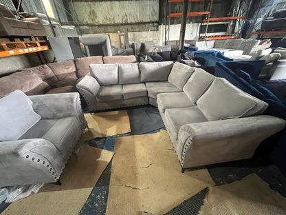 Grey corner sofa with matching armchair