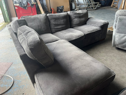 Grey corduroy corner sofa set