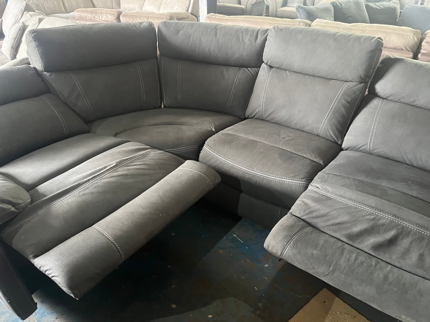 Grey electric corner recliner sofa